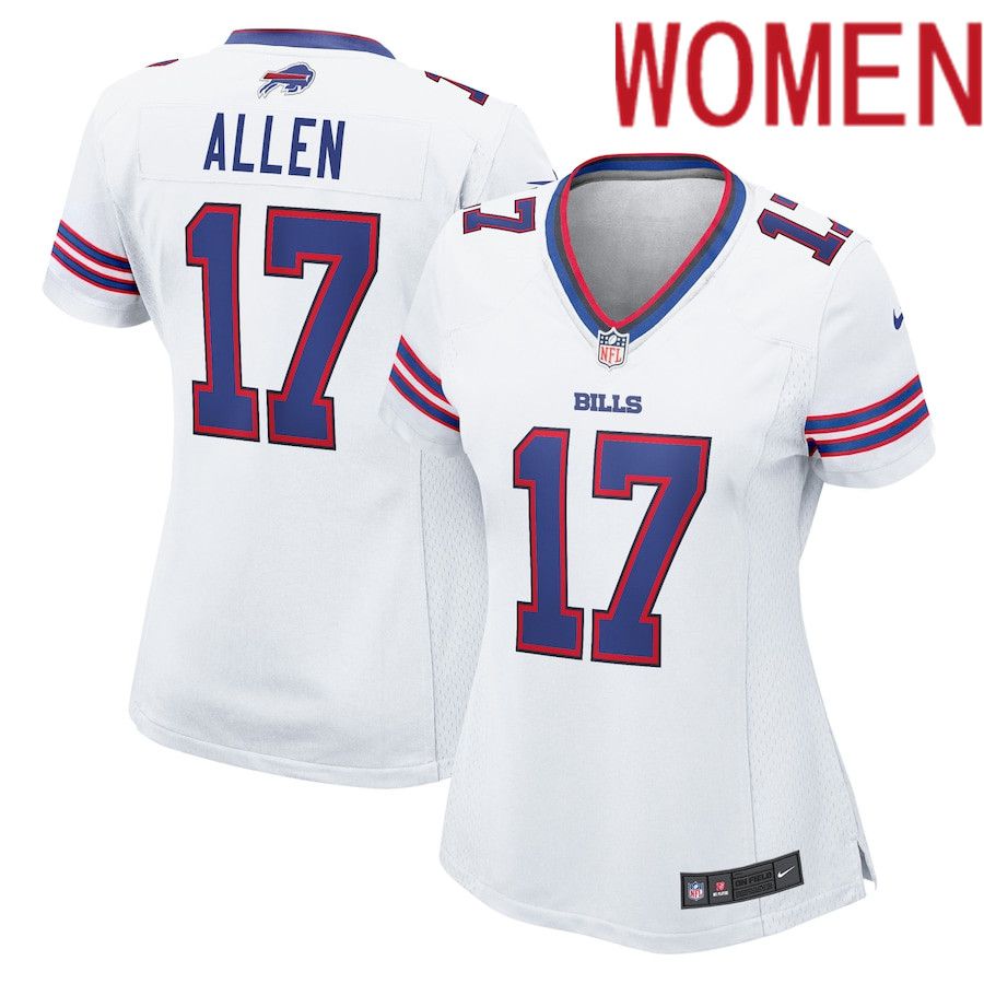 Women Buffalo Bills #17 Josh Allen Nike White Game Player NFL Jersey->women nfl jersey->Women Jersey